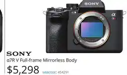 Vistek Sony α7R V Full-frame Mirrorless Body offer