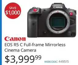 Vistek EOS R5 C Full-frame Mirrorless Cinema Camera offer
