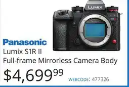 Vistek Panasonic Lumix S1R II Full-frame Mirrorless Camera offer
