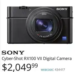 Vistek Sony Cyber-Shot RX100 VII Digital Camera offer