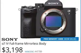 Vistek α7 IV Full-frame Mirrorless Body offer