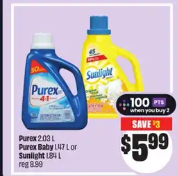 FreshCo Purex 2.03 L Purex Baby 1.47 L or Sunlight 1.84 L offer