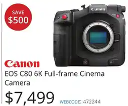 Vistek Canon EOS C80 6K Full-frame Cinema Camera offer