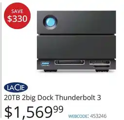 Vistek LACIE 20TB 2big Dock Thunderbolt 3 offer