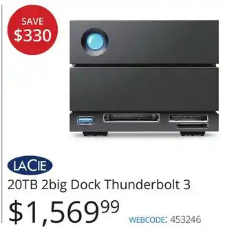 Vistek LACIE 20TB 2big Dock Thunderbolt 3 offer