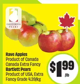 FreshCo Rave Apples Product of Canada Canada Extra Fancy Bartlett Pears Product of USA, Extra Fancy Grade offer