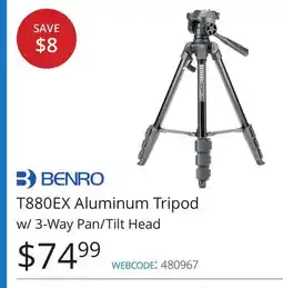 Vistek BENRO T880EX Aluminum Tripod w/ 3-Way Pan/Tilt Head offer