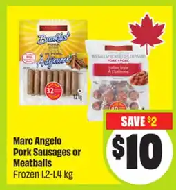 FreshCo Marc Angelo Pork Sausages or Meatballs Frozen 1.2-1.4 kg offer