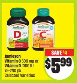 FreshCo Jamieson Vitamin C 500 mg or Vitamin D 1000 IU 75-240 pk Selected Varieties offer