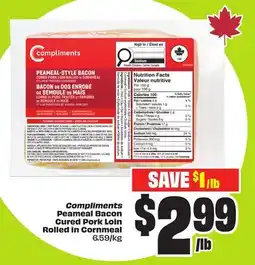 FreshCo Compliments Peameal Bacon Cured Pork Loin Rolled in Cornmeal offer