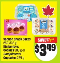 FreshCo Vachon Snack Cakes 250-336 g Kimberley's Cookies 383 g or Compliments Cupcakes 284 g offer