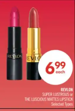 Shoppers Drug Mart REVLON SUPER LUSTROUS or THE LUSCIOUS MATTES LIPSTICK offer