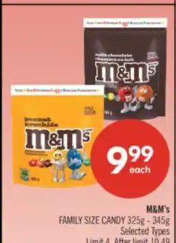 Shoppers Drug Mart M&M's FAMILY SIZE CANDY offer
