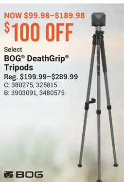 Cabela's Select BOG DeathGrip Tripods offer