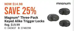 Cabela's Magnum Three-Pack Keyed Alike Trigger Locks offer