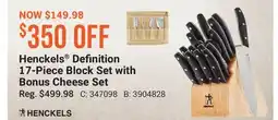 Cabela's Henckels Definition 17-Piece Block Set with Bonus Cheese Set offer