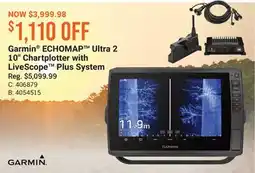 Cabela's Garmin ECHOMAP Ultra 2 10 Chartplotter with LiveScope Plus System offer