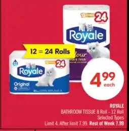 Shoppers Drug Mart ROYALE BATHROOM TISSUE 8 Roll - 12 Roll offer