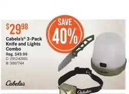 Cabela's Cabela's 3-Pack Knife and Lights Combo offer