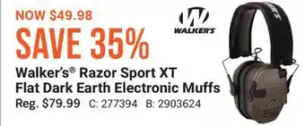 Cabela's Walker's Razor Sport XT Flat Dark Earth Electronic Muffs offer