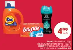 Shoppers Drug Mart DOWNY SCENT BOOSTER (141g), TIDE LAUNDRY DETERGENT (887mL - 1.09L) or BOUNCE SHEETS (40's - 80's) offer