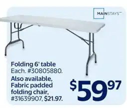 Walmart Folding 6' table offer