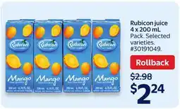 Walmart Rubicon juice 4 x 200 mL offer