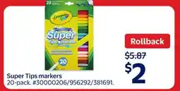 Walmart Super Tips markers offer