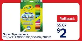 Walmart Super Tips markers offer