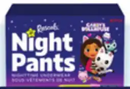 Walmart Rascals girls' Night Pants nighttime underwear offer