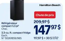 Walmart Hamilton Beach 3.3-cu. ft. Compact Fridge offer