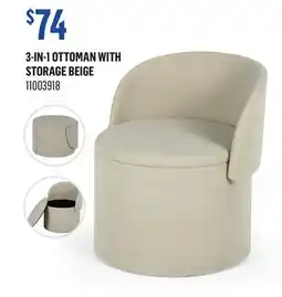Canac 3-in-1 Ottoman with Storage Beige offer