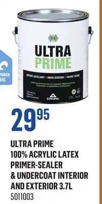 Canac UltraPrime 100% Acrylic Latex Primer-Sealer & Undercoat Interior and Exterior 3.7L offer