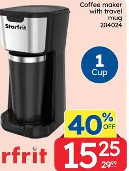 Rossy Coffee maker with travel mug offer