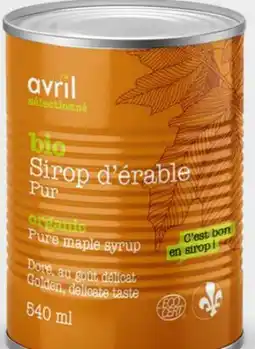 Avril Avril sirop d'érable doré pur bio offer