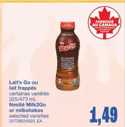 Wholesale Club LAIT'S GO OU LAIT FRAPPÉS, 325/473 mL offer