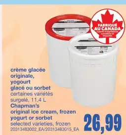 Wholesale Club CRÈME GLACÉE ORIGINALE, YOGOURT GLACÉ OU SORBET, 11,4 L offer