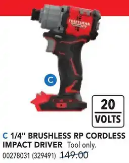 RONA 1/4 BRUSHLESS RP CORDLESS IMPACT DRIVER offer