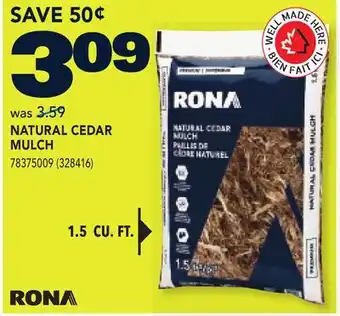 RONA NATURAL CEDAR MULCH 1.5 CU. FT offer