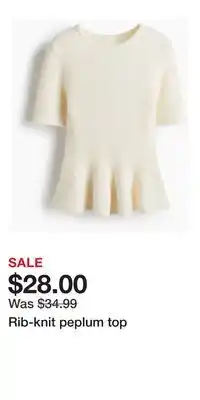 H&M Rib-knit peplum top offer