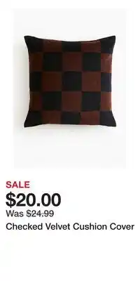 H&M Checked Velvet Cushion Cover offer