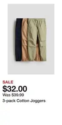 H&M 3-pack Cotton Joggers offer