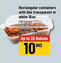 Mayrand Rectangular containers with lids transparent or white offer