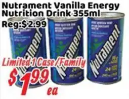 Nations Fresh Foods Nutrament vanilla energy champion chowmein340g nutrition drink offer