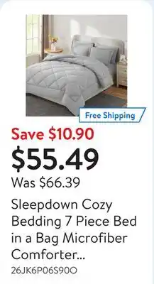 Walmart Sleepdown Cozy Bedding 7 Piece Bed in a Bag Microfiber Comforter Sets King Comforter Light Grey offer