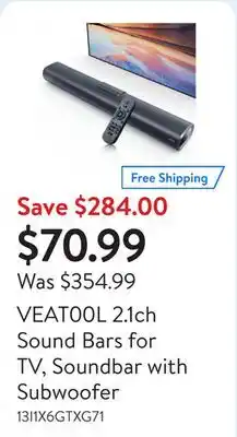 Walmart VEAT00L 2.1ch Sound Bars for TV, Soundbar with Subwoofer offer