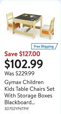 Walmart Gymax Children Kids Table Chairs Set With Storage Boxes Blackboard Whiteboard Drawing offer