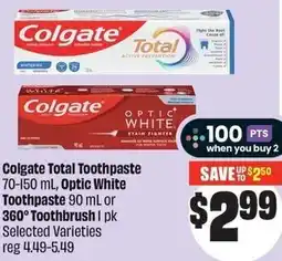 FreshCo Colgate Total Toothpaste and Optic White Toothpaste 90 mL or 360° Toothbrush offer