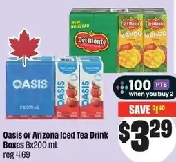 FreshCo Oasis or Arizona Iced Tea Drink Boxes offer