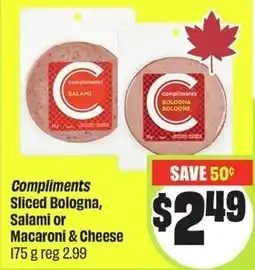 FreshCo Compliments sliced bologna, salami or macaroni & cheese offer